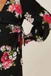 Dorothy Perkins Petite Black Floral Print Wrap Mini Dress thumbnail 4