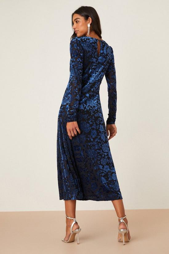 Dorothy Perkins Blue Burnout Floral Keyhole Midi Dress 3
