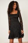 Dorothy Perkins Black Lace Ruffle Hem Mini Dress thumbnail 1