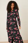 Dorothy Perkins Pink Floral Belted Midi Shirt Dress thumbnail 1