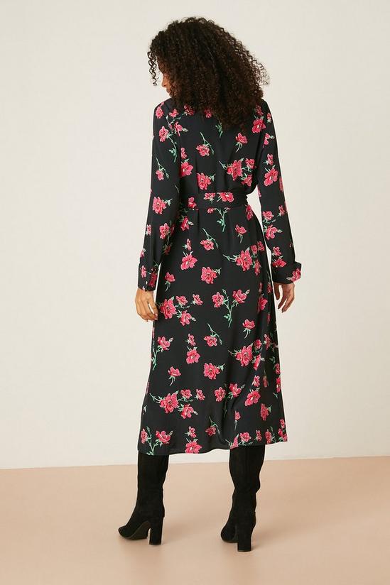 Dorothy Perkins Pink Floral Belted Midi Shirt Dress 3