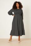 Dorothy Perkins Curve Black Spot Shirred Midi Dress thumbnail 1