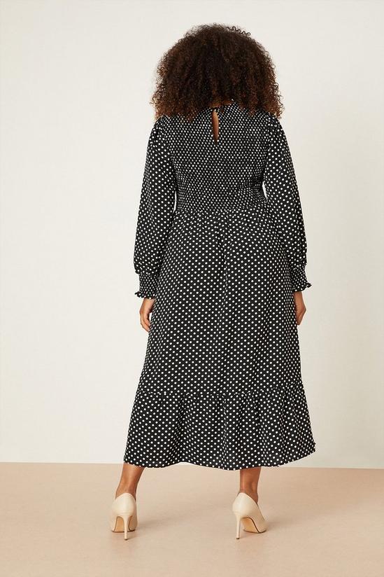 Dorothy Perkins Curve Black Spot Shirred Midi Dress 3