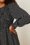 Dorothy Perkins Curve Black Spot Shirred Midi Dress thumbnail 4