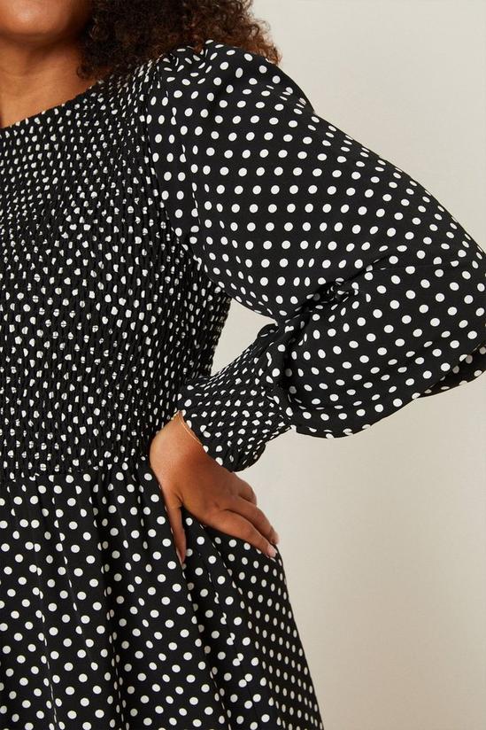 Dorothy Perkins Curve Black Spot Shirred Midi Dress 4