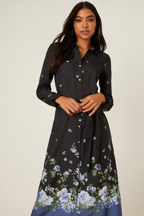 Dorothy Perkins Border Floral Print Belted Midi Shirt Dress 2