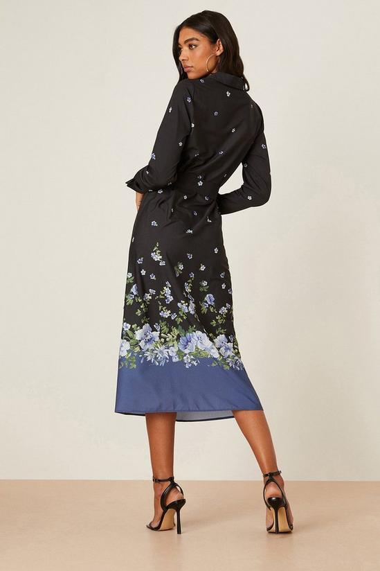 Dorothy Perkins Border Floral Print Belted Midi Shirt Dress 3