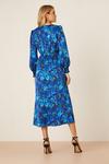 Dorothy Perkins Satin Blue Floral Lace Trim Wrap Midi Dress thumbnail 3