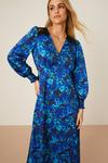 Dorothy Perkins Satin Blue Floral Lace Trim Wrap Midi Dress thumbnail 5