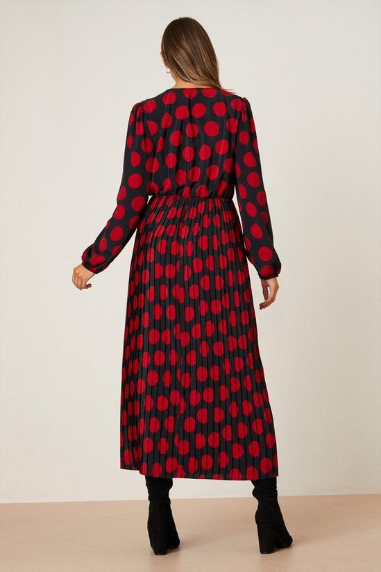 Dorothy Perkins Red Spot Pleated Wrap Midi Dress 3
