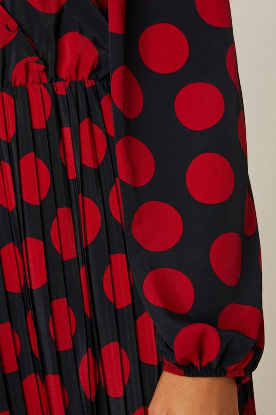 Dorothy Perkins Red Spot Pleated Wrap Midi Dress 5