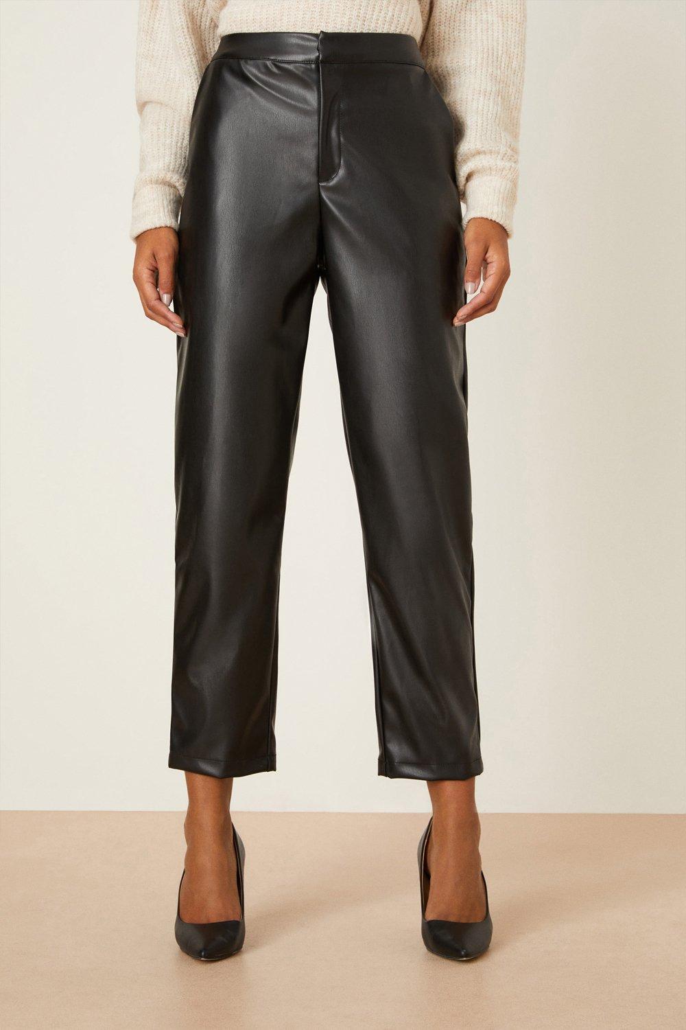 Women’s Faux Leather Ankle Grazer Trouser - black - 20
