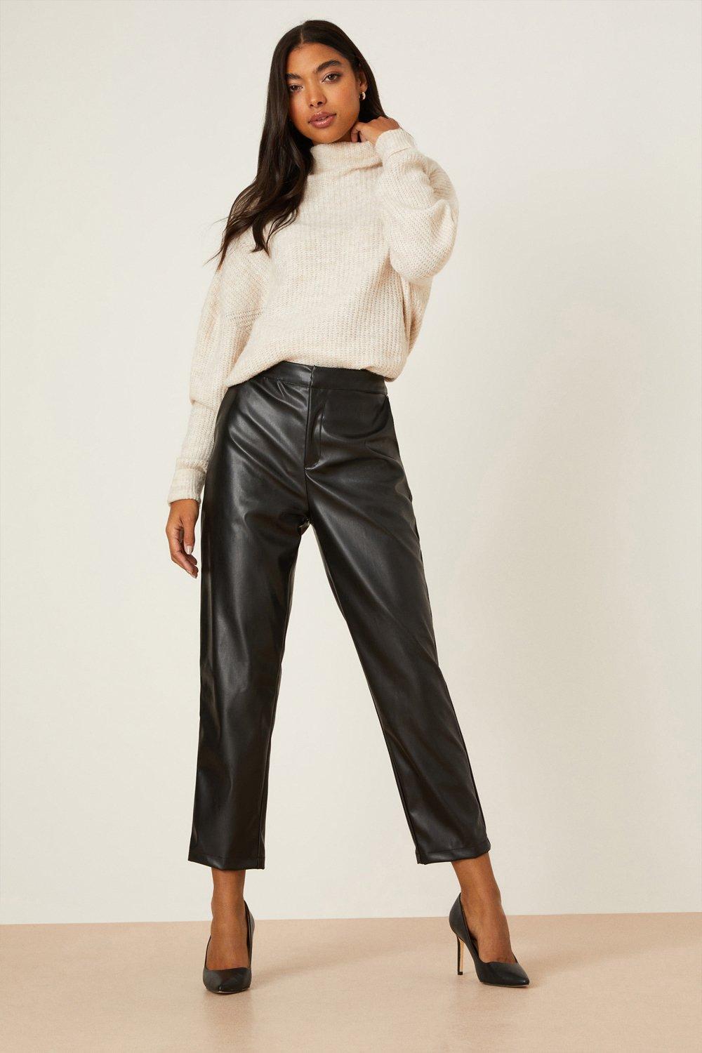 Faux Leather Ankle Grazer Trouser