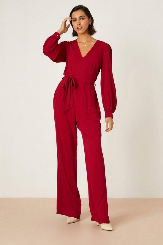 Dorothy Perkins Tall Red Long Sleeve Jumpsuit 1