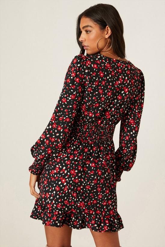 Dorothy Perkins Red Ditsy Floral Shirred Waist Mini Dress 3