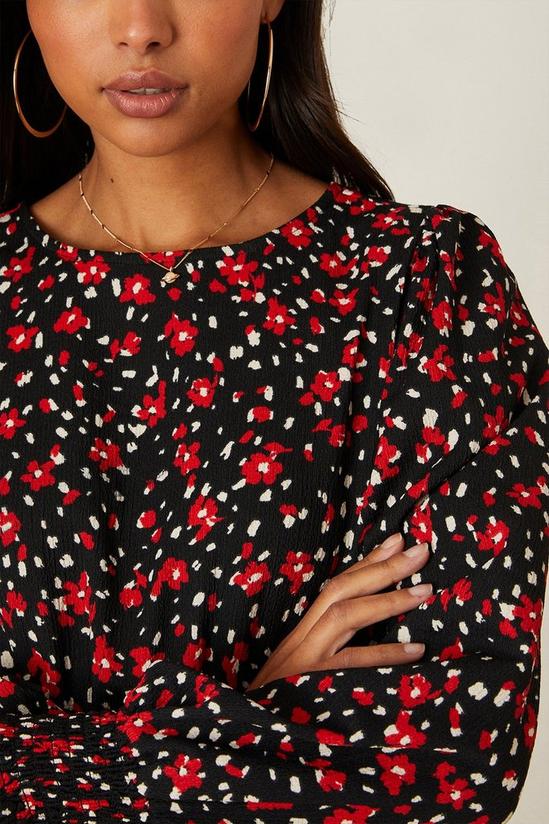 Dorothy Perkins Red Ditsy Floral Shirred Waist Mini Dress 4