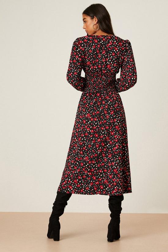 Dorothy Perkins Red Ditsy Floral Shirred Waist Midi Dress 3