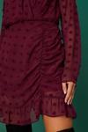 Dorothy Perkins Berry Chiffon Dobby Ruched Wrap Mini Dress thumbnail 5