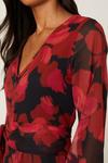 Dorothy Perkins Red Floral Chiffon Tie Waist Midi Dress thumbnail 5