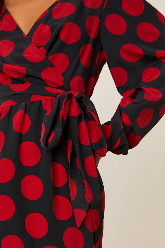 Dorothy Perkins Petite Red Spot Wrap Mini Dress 5