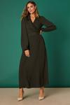 Dorothy Perkins Khaki Collared Wrap Midi Dress thumbnail 1
