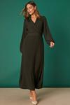 Dorothy Perkins Khaki Collared Wrap Midi Dress thumbnail 2