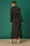 Dorothy Perkins Khaki Collared Wrap Midi Dress thumbnail 3