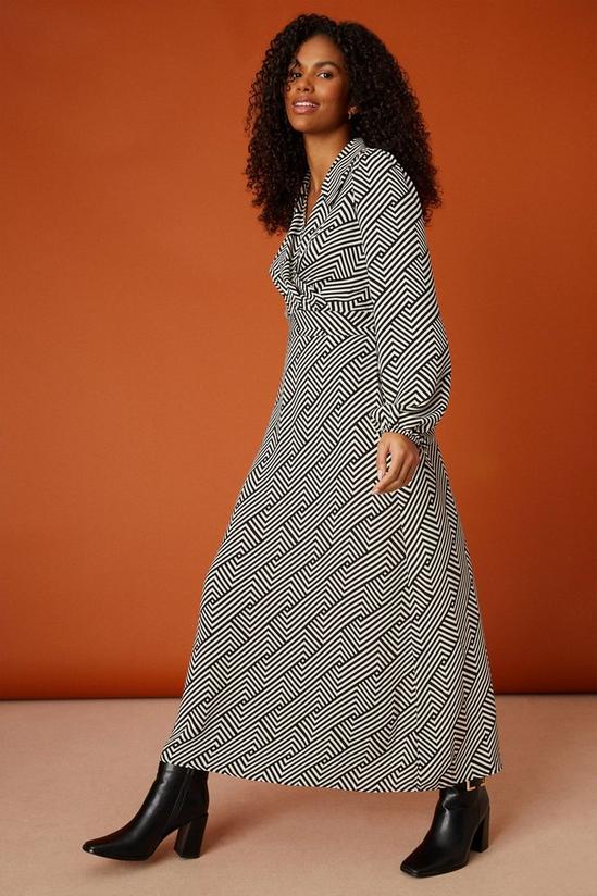 Dorothy Perkins Geo Print Collared Wrap Midi Dress 6