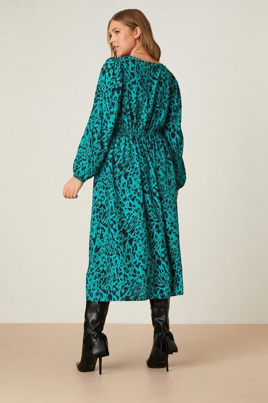 Dorothy Perkins Curve Green Leopard Square Neck Midi Dress 3