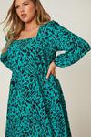 Dorothy Perkins Curve Green Leopard Square Neck Midi Dress thumbnail 5