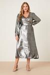 Dorothy Perkins Curve Silver Glitter Wrap Midi Dress thumbnail 1
