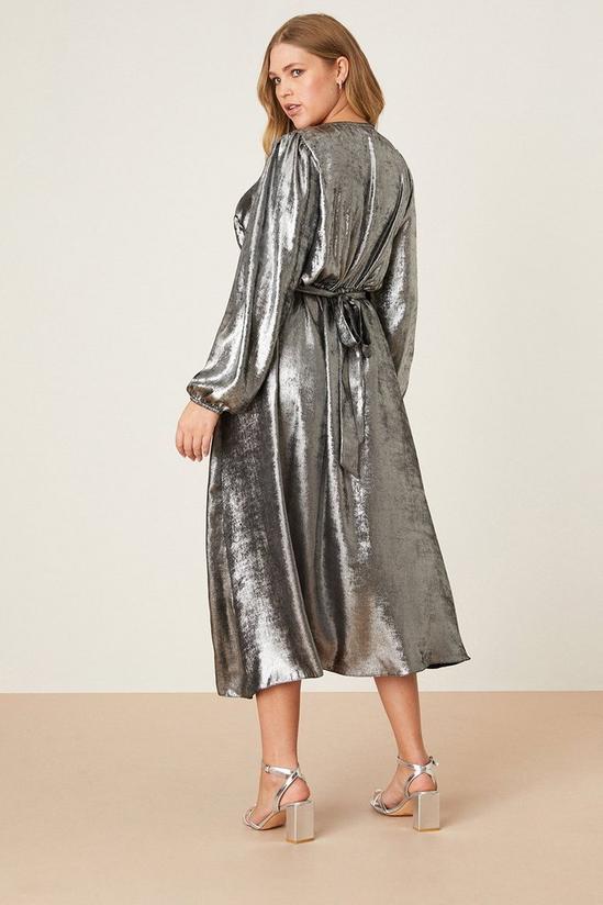 Dorothy Perkins Curve Silver Glitter Wrap Midi Dress 3