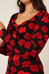Dorothy Perkins Curve Red Floral Ruched Front Mini Dress thumbnail 4