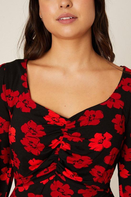 Dorothy Perkins Curve Red Floral Ruched Front Mini Dress 5