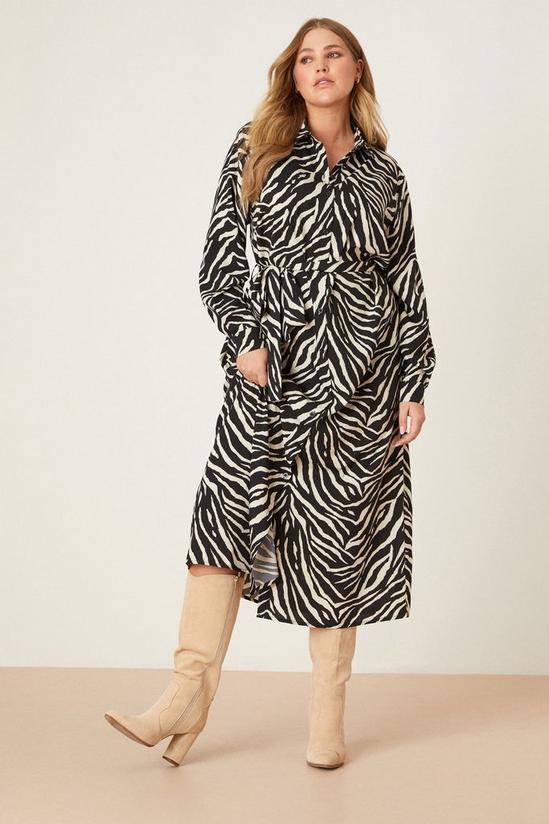 Dorothy Perkins Curve Mono Zebra Shirt Dress 1