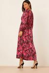 Dorothy Perkins Petite Satin Pink Floral Lace Trim Wrap Midi Dress thumbnail 3