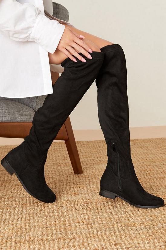Dorothy Perkins Kami Flat Faux Suede Knee High Boots 1