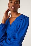 Dorothy Perkins Tall Blue Spot Jacquard Tie Waist Wrap Mini Dress thumbnail 4