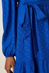 Dorothy Perkins Tall Blue Spot Jacquard Tie Waist Wrap Mini Dress thumbnail 5