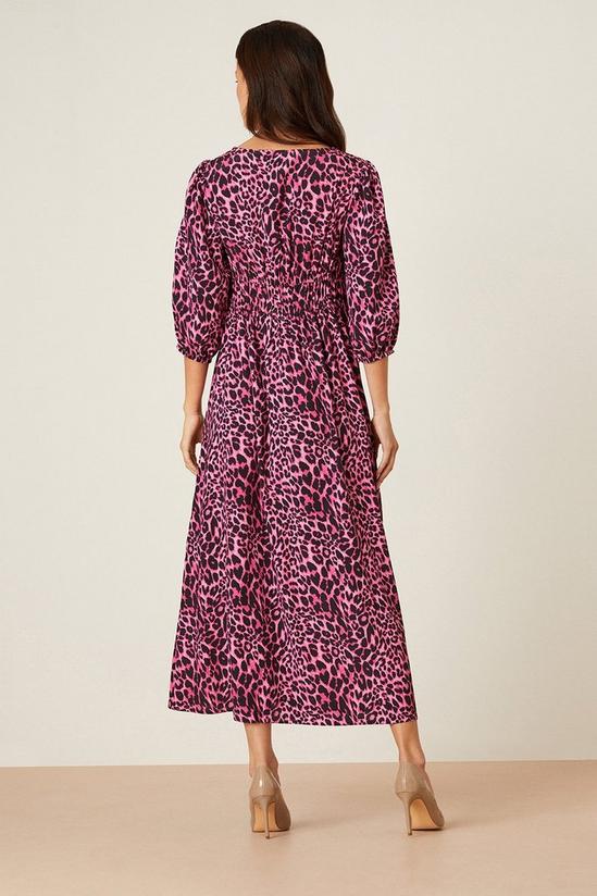 Dorothy Perkins Petite Pink Leopard Tie Front Midi Dress 3