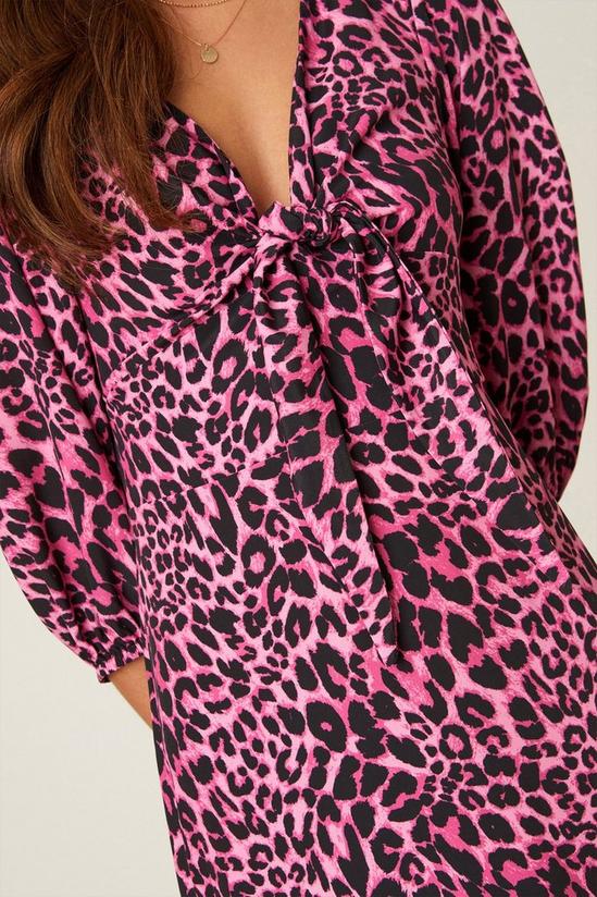 Dorothy Perkins Petite Pink Leopard Tie Front Midi Dress 5
