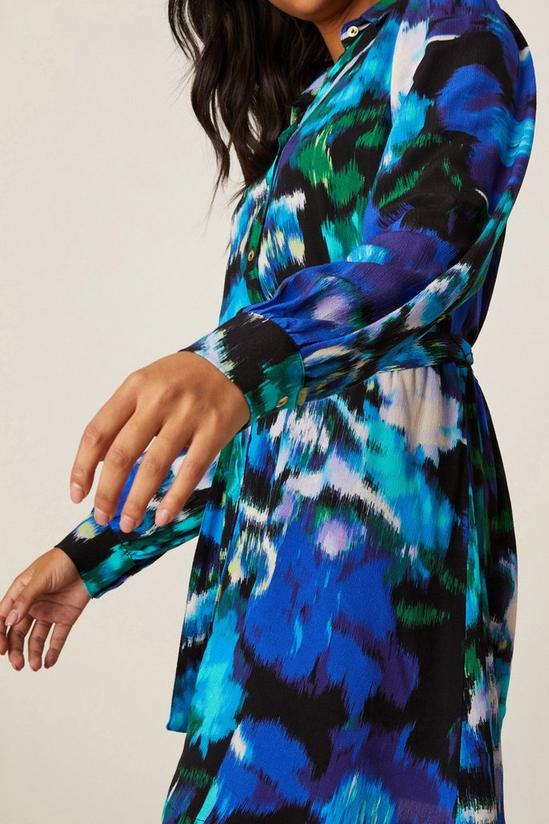 Dorothy Perkins Blue Blurred Floral Tie Waist Mini Shirt Dress 5