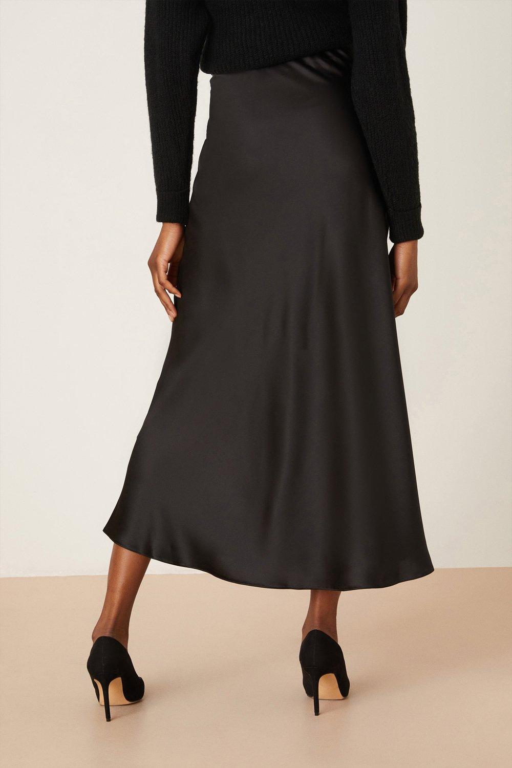 Dorothy perkins black satin skirt sale