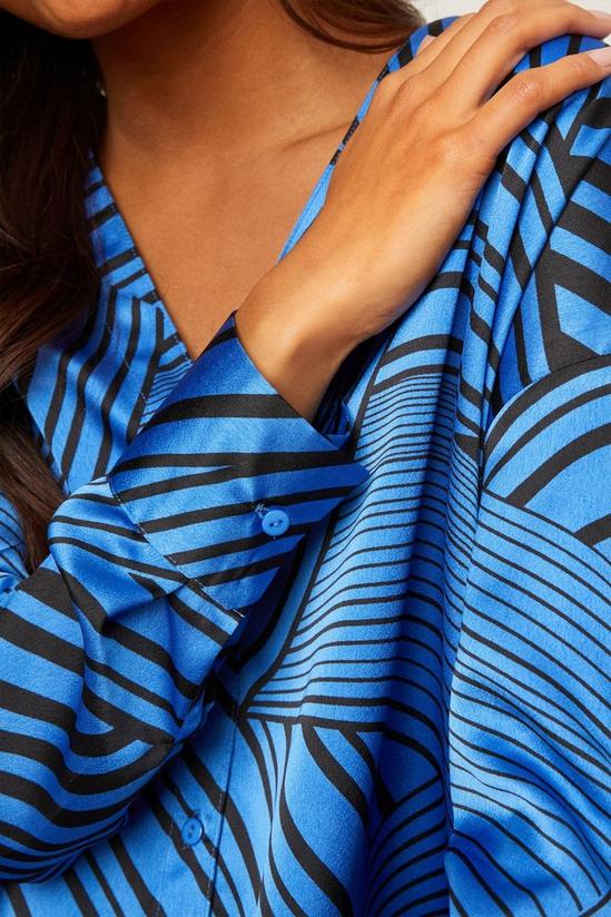 Dorothy Perkins Petite Blue Mixed Stripe Collarless Shirt 4
