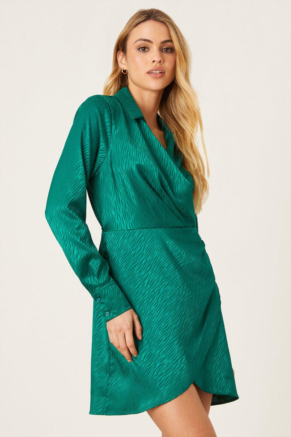 Dorothy perkins green wrap cheap dress