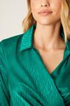 Dorothy Perkins Green Satin Jacquard Collar Wrap Mini Dress thumbnail 4
