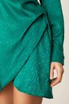 Dorothy Perkins Green Satin Jacquard Collar Wrap Mini Dress thumbnail 5