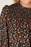 Dorothy Perkins Curve Black Floral Shirred Long Sleeve Blouse thumbnail 4