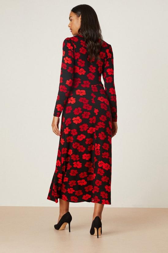 Dorothy Perkins Cora Long Sleeve Red Floral Midi Dress 3