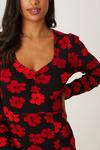 Dorothy Perkins Cora Long Sleeve Red Floral Midi Dress thumbnail 4